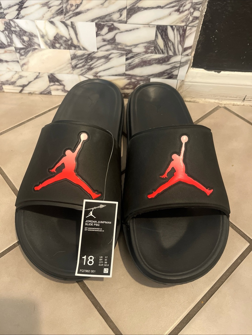 NEW Jordan Jumpman Slide PSG Men's Off Noir/Infrared 23 FQ7962-001 Size 18